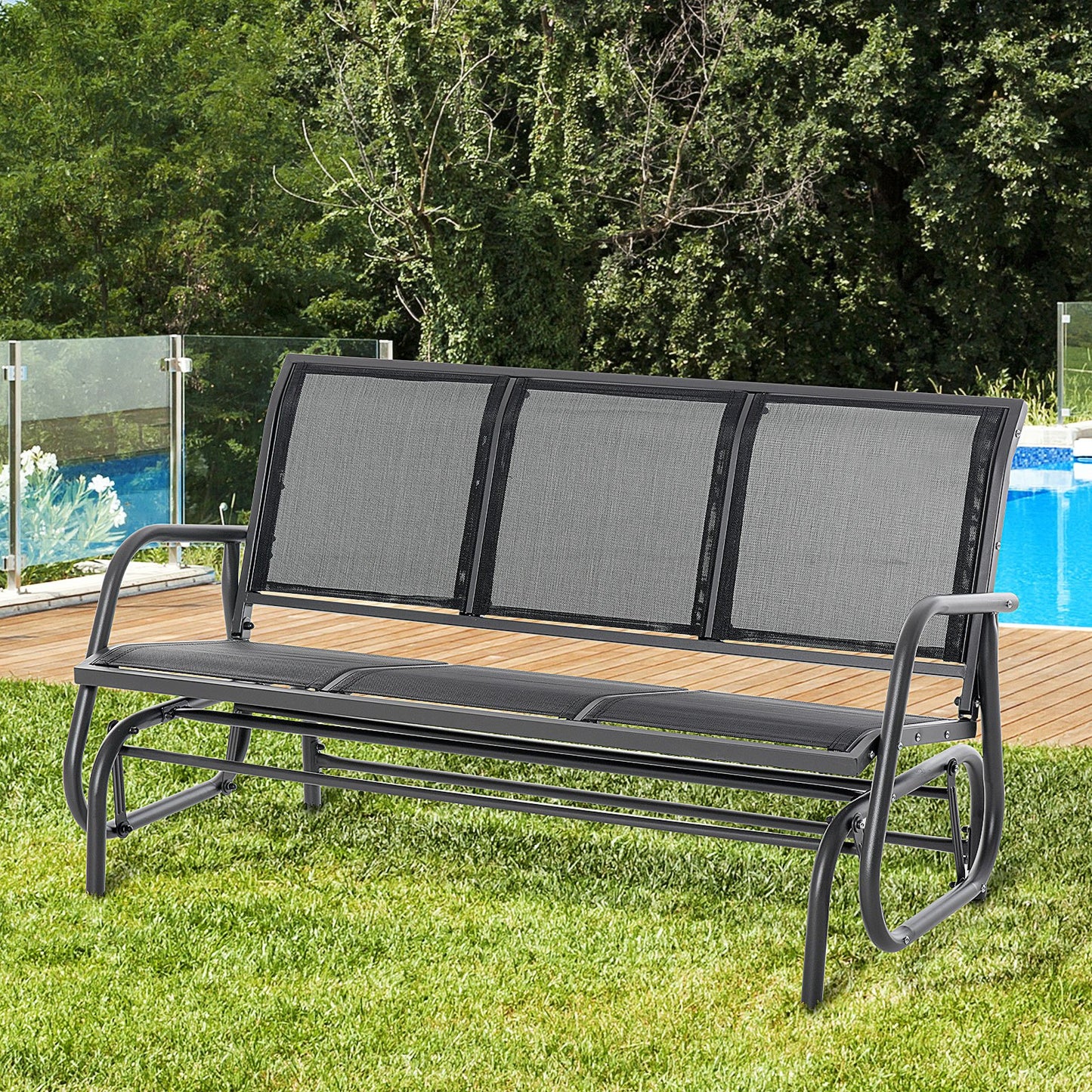 Tuinschommelbank – Tuinbank – Schommelstoel – Tuinmeubel – Loungestoel – Metalen Frame – Ademend Mesh – 2 Personen – Draagvermogen 200 kg