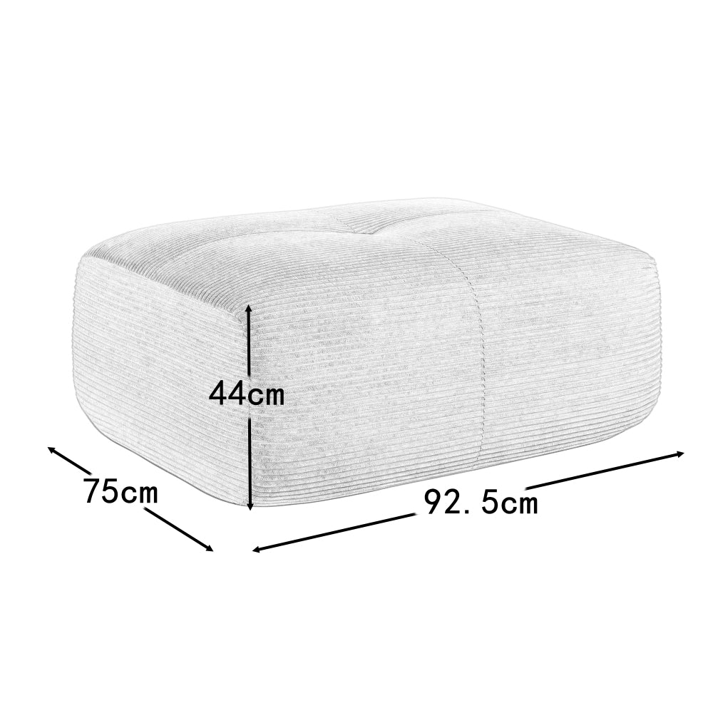 Hamlet Footstool - Green Rope Fabric Ottoman with Sturdy Metal Frame, Soft Cushioned Top & Durable Rope Upholstery - Versatile Footrest, Extra Seating or Accent Chair for Living Room, Bedroom, Entryway - Modern Minimalist Des