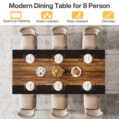 Eetkamertafel – Tafel – Eettafel – Dinertafel – Familietafel – Rustiek Bruin & Zwart – 78,74 Inch Breed – Geometrisch Metaal Onderstel