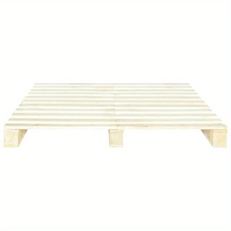 Contemporary Pine Wood Bed Frame - 200x200cm Removable & Durable Pallet Wood Frame with Natural Wood Grain Finish, Easy Assembly, No Power Needed for Small Spaces, Bed Frame for Bedroom, Contemporary Bedding, Simple Elegant D