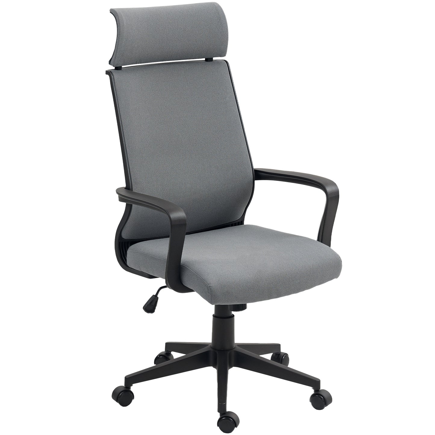 Bureaustoel – Office Chair – Werkstoel – Desk Chair – Stoel Met Wieltjes – Donkergrijs – Verstelbare Zithoogte – Zachte Synthetische Wol Rugleuning