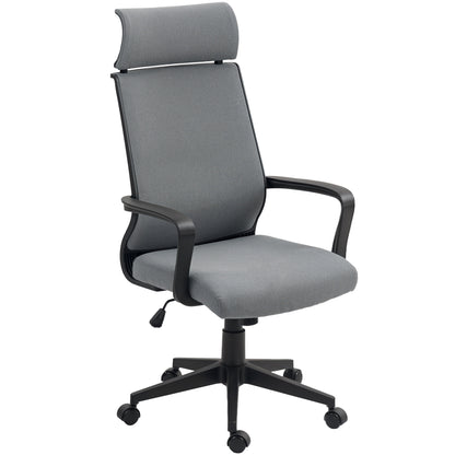 Bureaustoel – Office Chair – Werkstoel – Desk Chair – Stoel Met Wieltjes – Donkergrijs – Verstelbare Zithoogte – Zachte Synthetische Wol Rugleuning