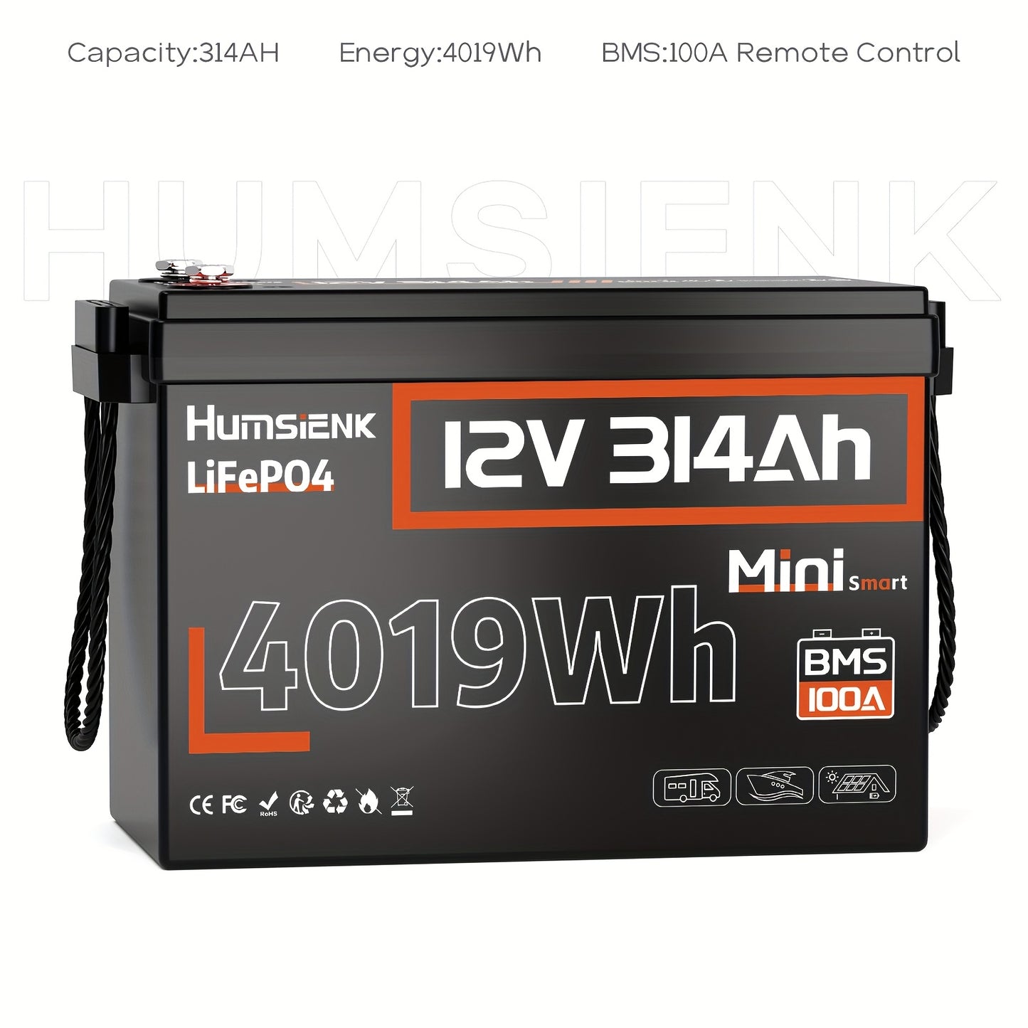Lithium accu – LiFePO4 accu – 12V batterij – 100Ah accu – Solar accu – Ingebouwd 100A BMS – Koudebestendig tot -20°C