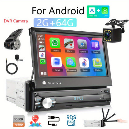 Autoradio – Car Stereo – Multimedia Speler – Navigatiesysteem – Touchscreen Radio – 7-Inch Uitschuifbaar Scherm – GPS Navigatie & Achteruitrijcamera Met DVR