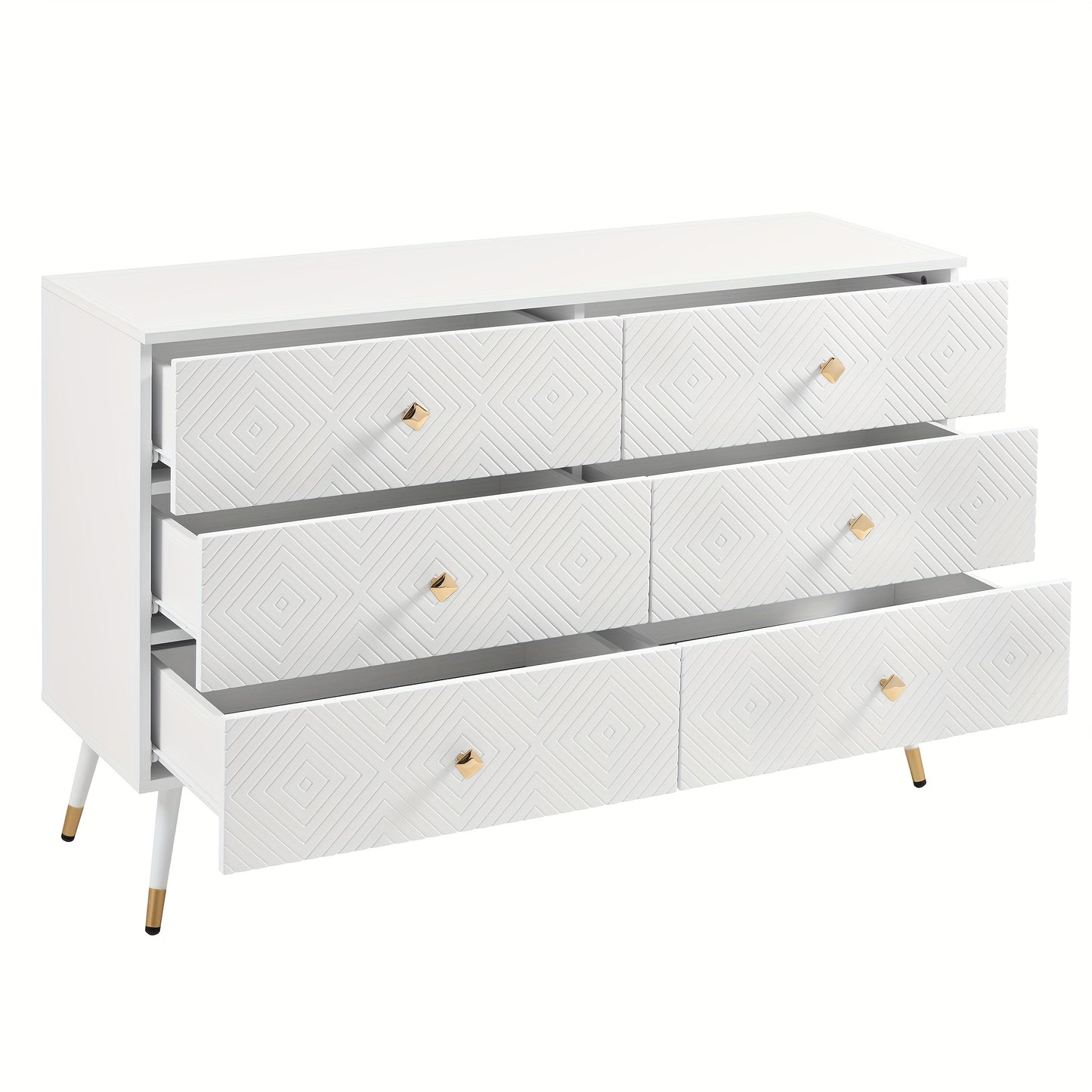 Modern 6 Drawer Chest Of Drawers - 120x40x80cm - Ideal for Bedroom And Living Room, Storage Drawer Units