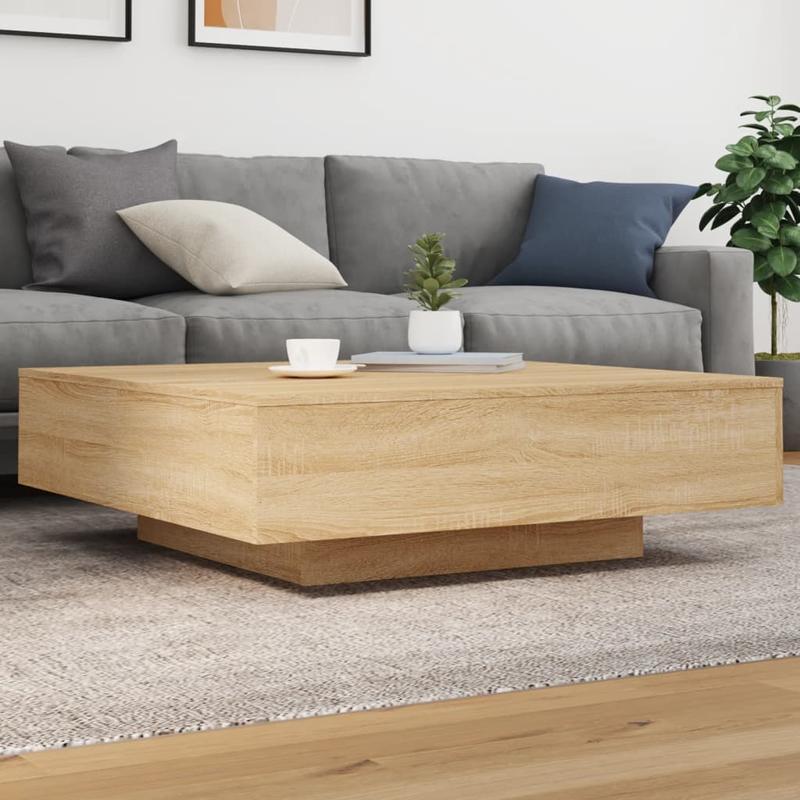 Salontafel – Koffietafel – Woonkamertafel – Bijzettafel – Tafel – Sonoma Eiken – MDF Hardhout Afwerking – 100x100x31 cm