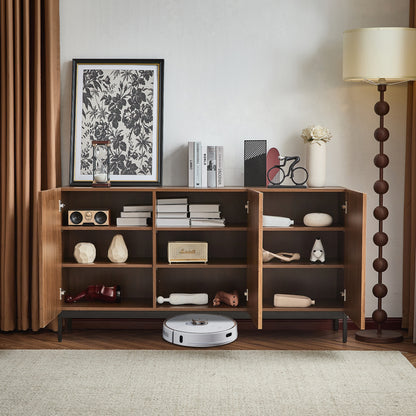 Sideboard – Dressoir – Opbergkast – Buffetkast – Kast – Donker Geoliede Houtkleur – 150x40x80 cm – Uniek 3D Golfpatroon – Verstelbare Planken en Kantelbeveiliging