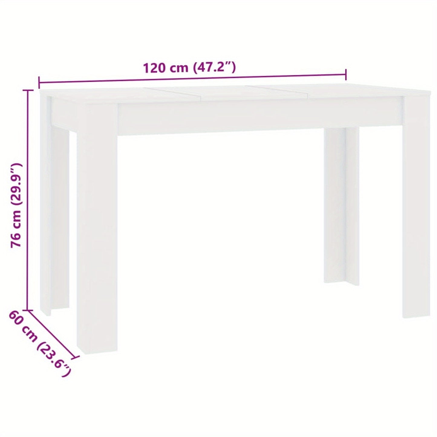 Eetkamertafel – Keukentafel – Tafel – Maaltijdtafel – Eettafel – Wit Design – Hout Materiaal – 120x60x76 cm – Strak & Duurzaam