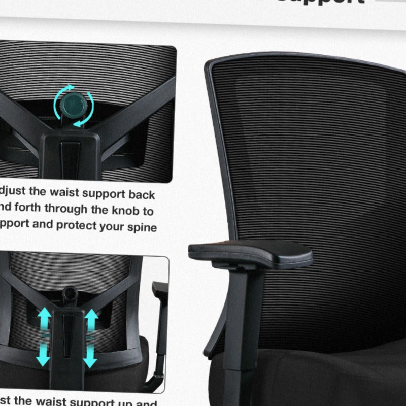 Heavy-Duty Ergonomic Office Chair - High Back Mesh Backrest with Adjustable Height, 2D Lumbar Support & 105° Recline, Swivel Computer Desk Chair, for Home Office, Call Center, Gaming - Supports Up to 200kg/440lbs, Sturdy Whe