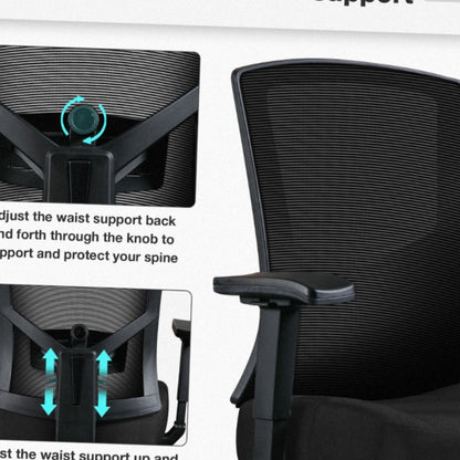 Heavy-Duty Ergonomic Office Chair - High Back Mesh Backrest with Adjustable Height, 2D Lumbar Support & 105° Recline, Swivel Computer Desk Chair, for Home Office, Call Center, Gaming - Supports Up to 200kg/440lbs, Sturdy Whe