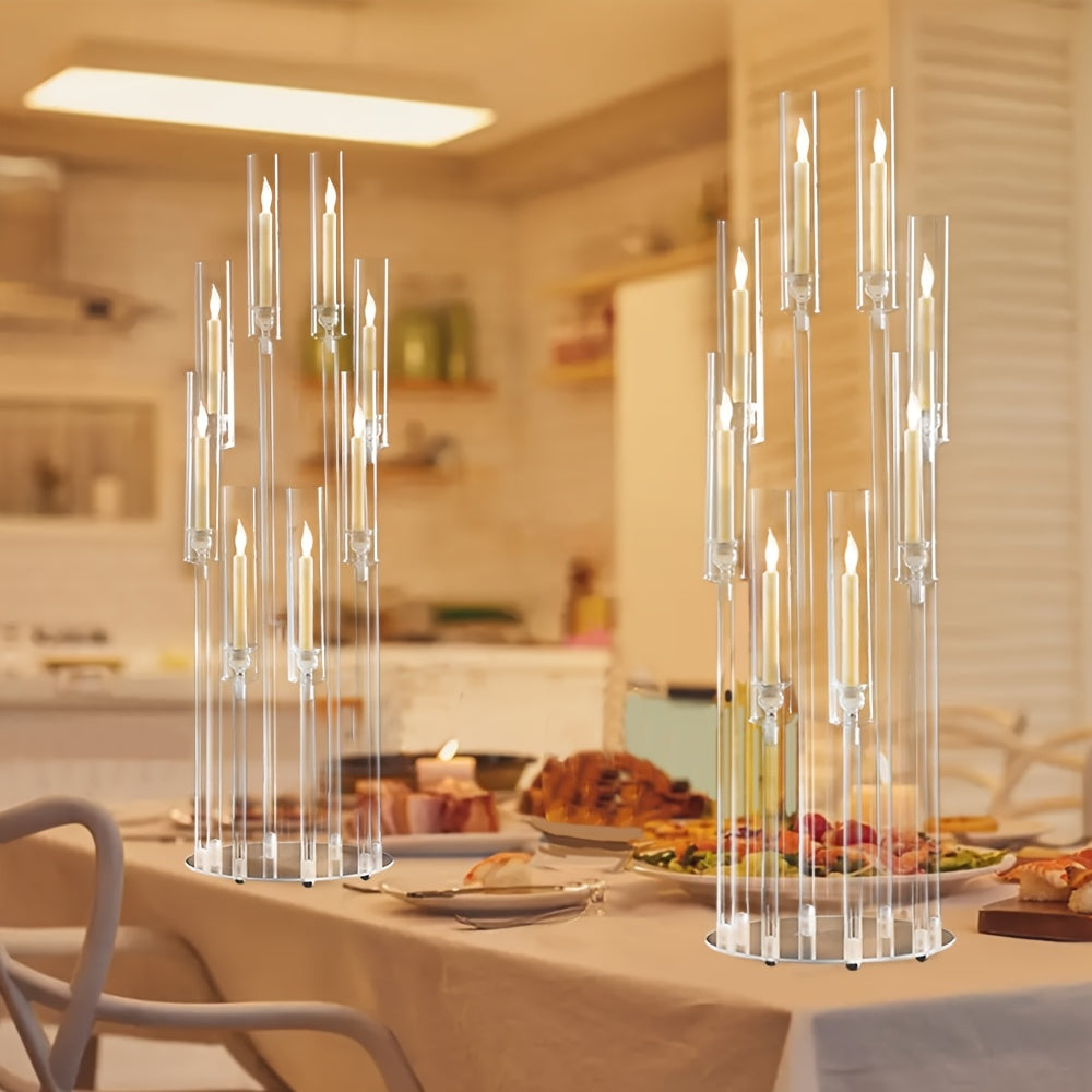 Acryl Kandelaar Set – Kandelaar Multi-arm – Kaarshouder Transparant – Candleabra Decor – Kaarshouder 8 Armen – Modern Design – Antislip Voetjes – 4 Stuks