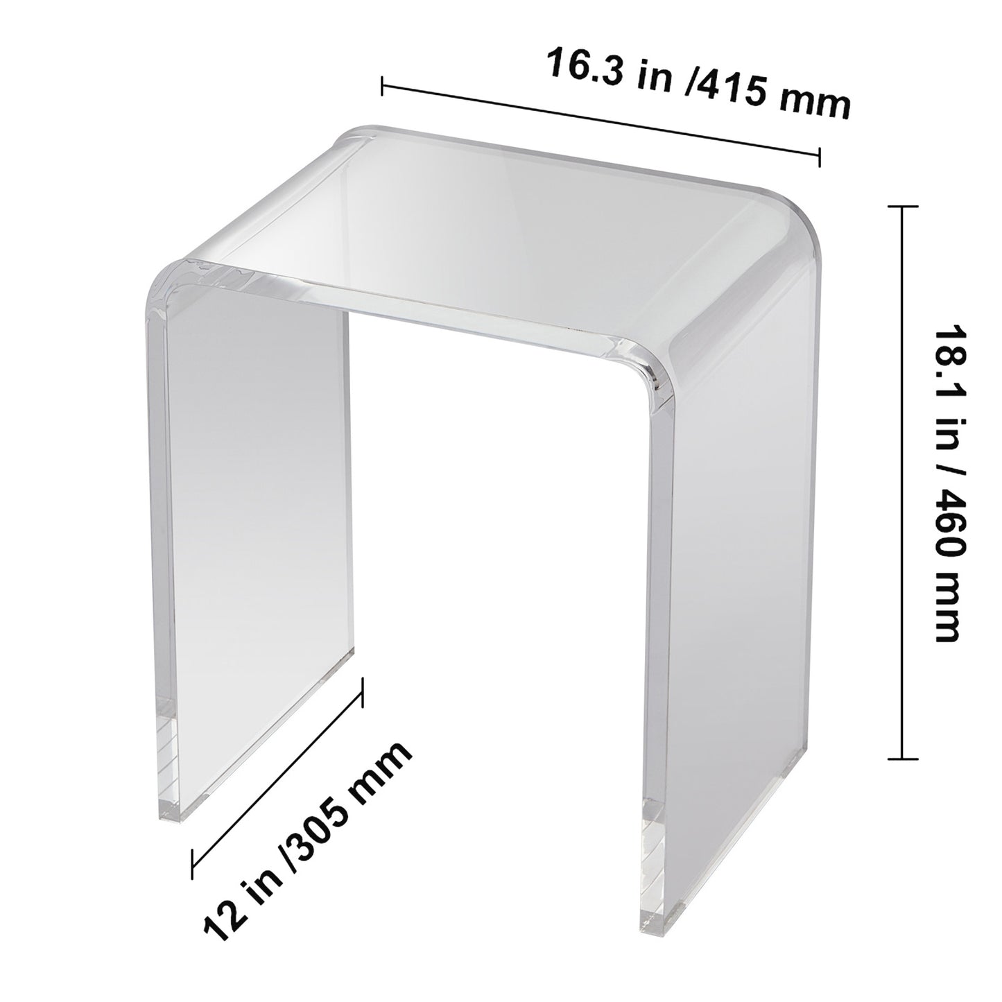 Bijzettafel Acryl – Bijzettafeltje – Sidetable – Salontafel – C-Vormige Tafel – Transparant Helder Acryl – Ruimtebesparend & Stevig - QUORE