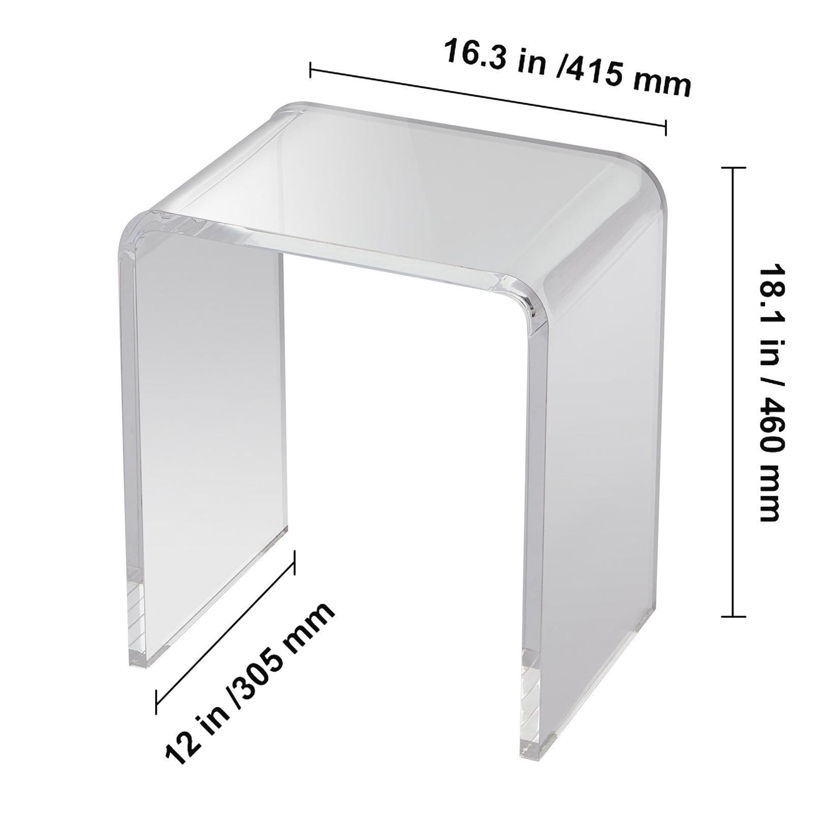 Bijzettafel Acryl – Bijzettafeltje – Sidetable – Salontafel – C-Vormige Tafel – Transparant Helder Acryl – Ruimtebesparend & Stevig - QUORE
