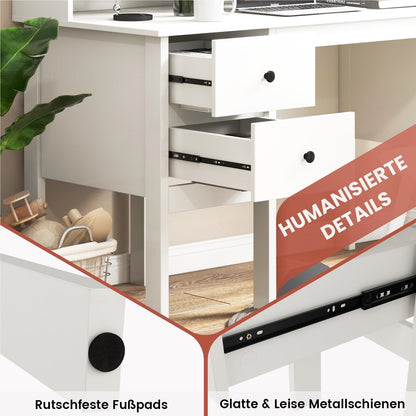 Bureau – Computertafel – Kindertafel – Pc Tafel – Thuiswerkplek – Wit – 120x60x110 cm – 2 Laden en 5 Vakjes – Stevige MDF Constructie