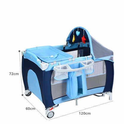 Compact Reisbedje – Opvouwbaar Babybedje – Draagbaar Campingbedje – Reiswieg – Multifunctioneel Babybed – Met Luifel & Muskietennet – 2-Lagen Ontwerp met Opbergruimte