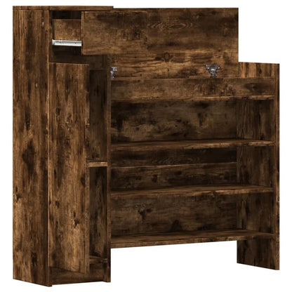 Schoenenrek – Schoenenkast – Schoenendisplay – Schoenenopberger – Schoenrek Gerookt Eiken Marrone – Compact 100,5x28x100 cm – Duurzaam Plywood