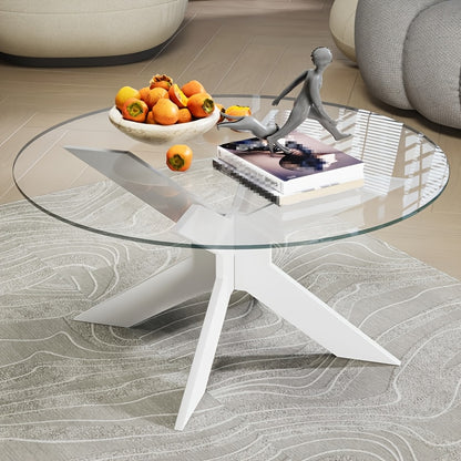 Bijzettafel – Salontafel – Sidetable – Nachtkastje – Tuintafel – Ronde Tafel – Transparant Geharde Glas – Ø 80 x 41 cm