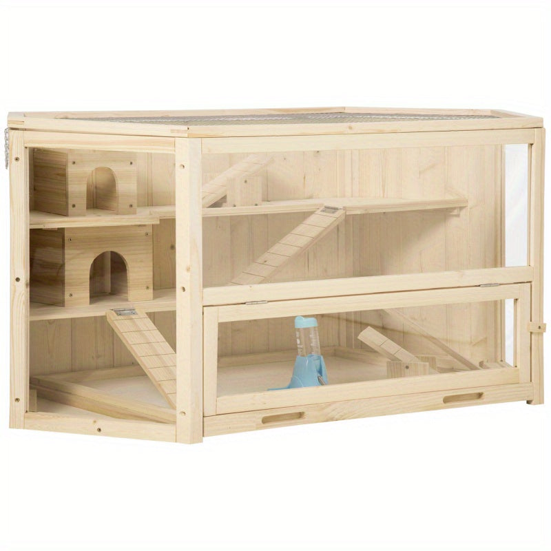 Hamstercage – Knaagdierkooi – Hamsterkooi – Knaagdierenhok – Huisje Voor Kleine Dieren – Compact Formaat – Met Loopplank En Wip