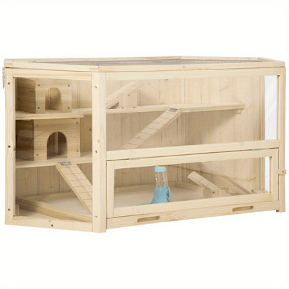 Hamstercage – Knaagdierkooi – Hamsterkooi – Knaagdierenhok – Huisje Voor Kleine Dieren – Compact Formaat – Met Loopplank En Wip
