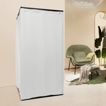 Pasmhokje – Paskamer – Kleedkamer – Pasruimte – Mobiele Paskamer – Stevig Metalen Frame – Machinewasbare Linnen Stof – Ruime Afmetingen 100x100x200 cm – Compact & Vrijstaand Grijs