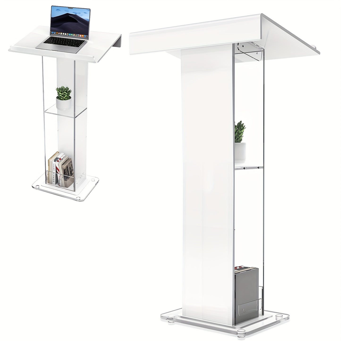 Spreekgestoelte – Lessenaar – Podium – Katheder – Lectern – 10mm Dik Acryl – Stevige Metaal Basis