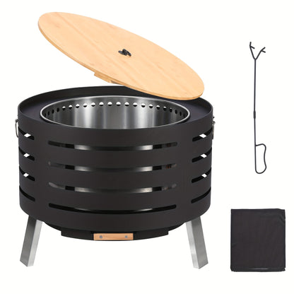 Vuurschaal – Vuurkorf – Tuinhaard – Terrasverwarmer – Buitenhaard – Rookvrij Design – Ø 66 cm Staal – Dual-Burning Technologie met Uitneembare Asbak