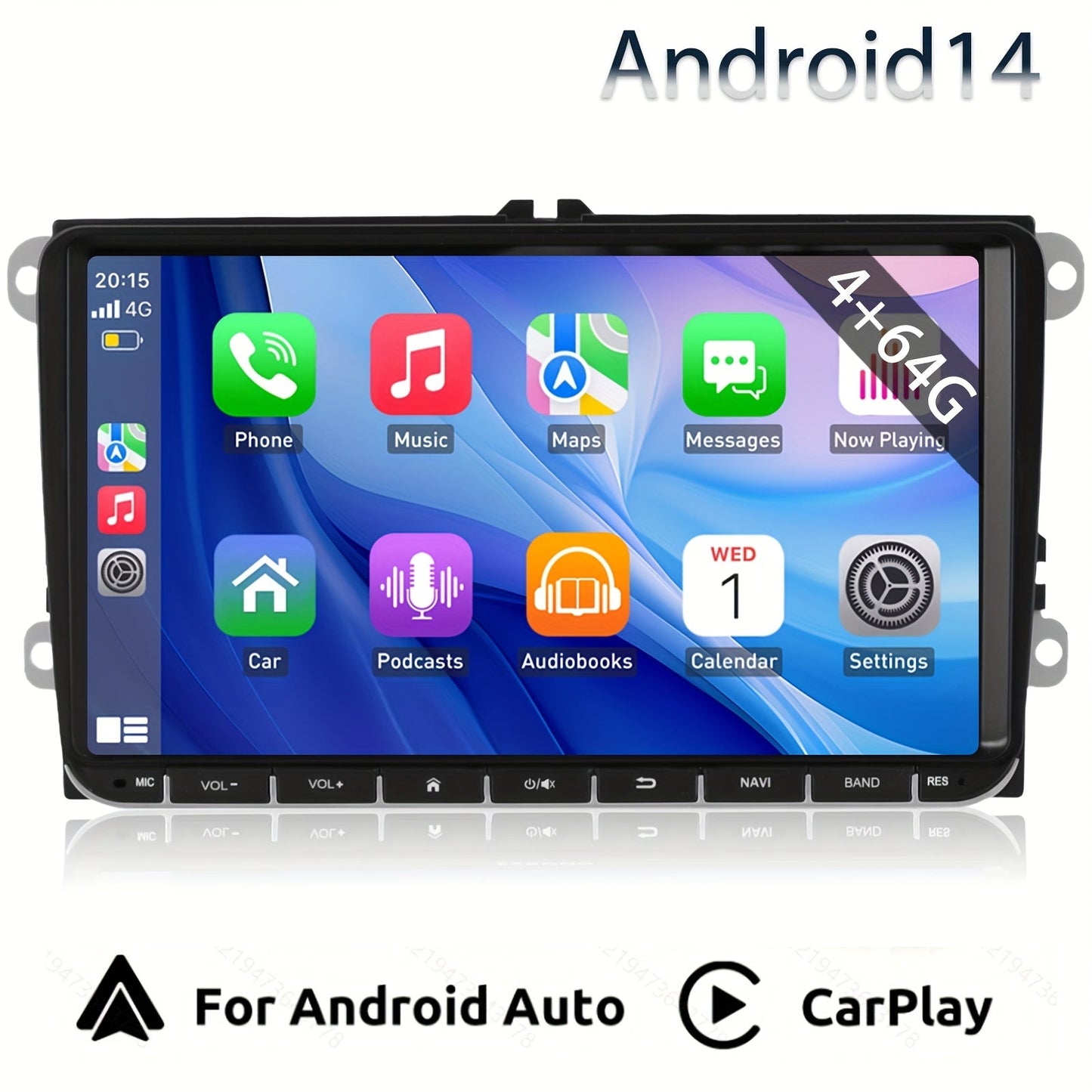 Autoradio – Car Stereo – Multimedia Speler – Touchscreen Radio – Navigatiesysteem – 9-Inch HD Scherm – Draadloze CarPlay & Android Auto – Android 14 Systeem