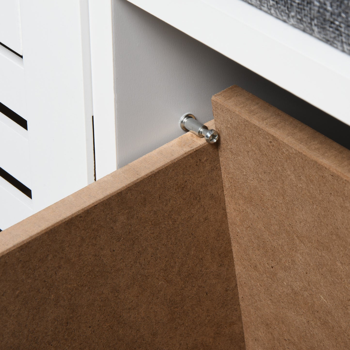 Schoenenbank – Schoenenkast – Opbergbank – Halbank – Zitbank – Met 3 Ventilerende Lades – Comfortabel Verwijderbaar Kussen – Wit – Compact 108x35x43 cm