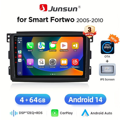 Android Autoradio – Multimedia Systeem – Touchscreen Radio – 2DIN Stereo – Smart Fortwo 2005-2010 – 9 Inch IPS Scherm – Draadloze CarPlay & GPS Navigatie