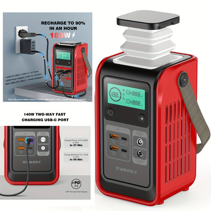 Powerbank – Power Station – Zonne-Generator – Draagbare Batterij – Camping Accu – 192Wh LiFePO4 Batterij – 140W USB-C Snelladen
