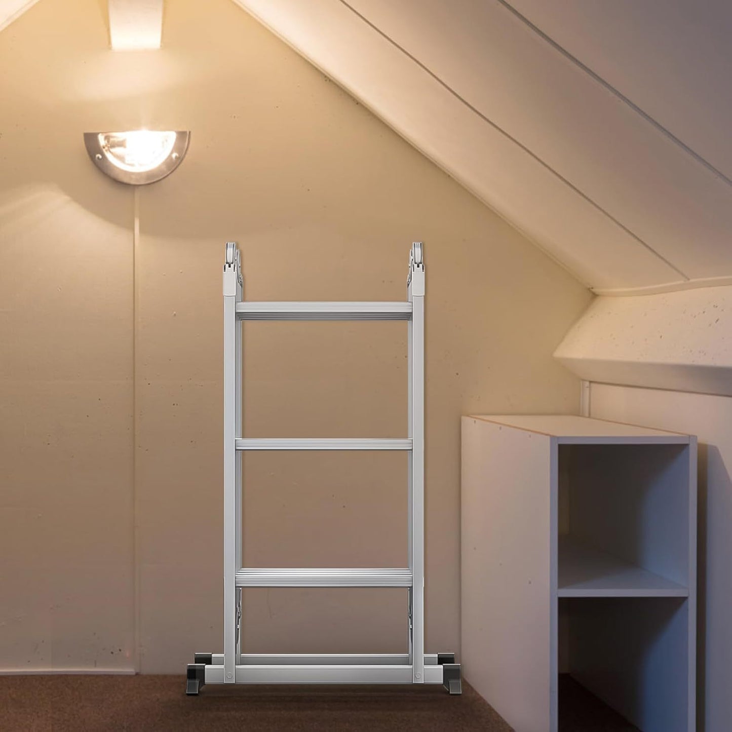 Multifunctionele Ladder – Aluminium Ladder – Vouwladder – Steigerladder – Werkplatform Ladder – 580cm 4x5 Sprossen – Lichtgewicht & Met 2 Afneembare Werkplatforms en Wielen