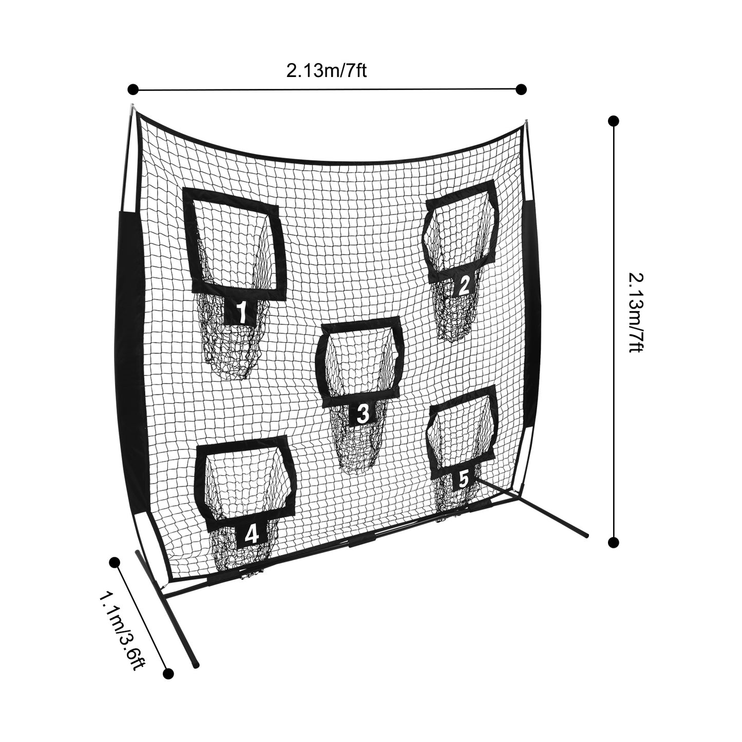 Rugby Trainingsnet – Rugby Doel – Trainingsdoel – Oefendoel – Passnet – Zwaar Iron Frame – 213x213 cm – Compact & Draagbaar – Glasfiber Stokken – Duurzaam Polyester