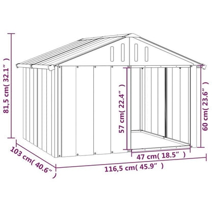 Dog House Anthracite 116, 5X103X81, 5 Cm Galvanized Steel Easy to Clean And Portable Ventilation Design