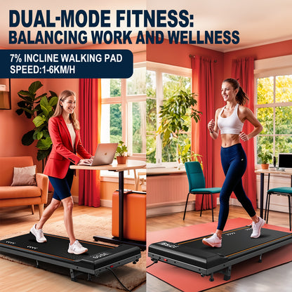 Loopband – Loopband Met Bureau – Wandelband – Thuisfitness – Compact Ontwerp – Instelbare Helling Tot 7% – Laag Geluidsniveau - QUORE