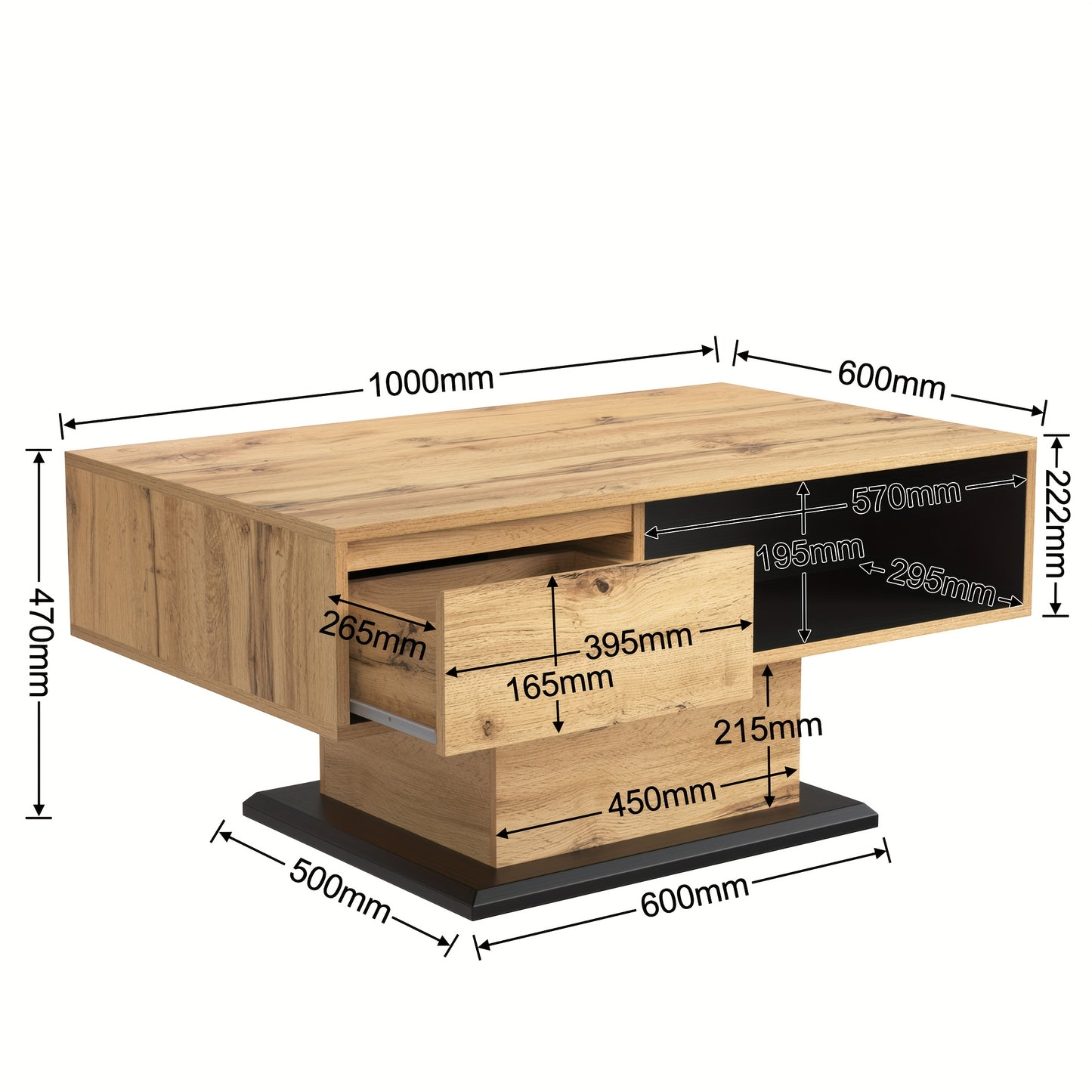 Salontafel – Koffietafel – Bijzettafel – Woonkamertafel – Tafel – Modern – Minimalistisch Design – Ruime Opbergruimte Met Lade En Dubbelzijdige Kast
