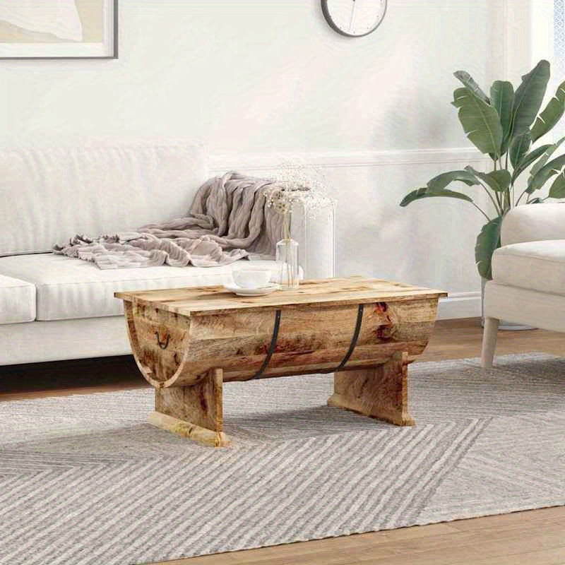 Salontafel – Houten Tafel – Koffietafel – Theetafel – Loungetafel – Massief Mangohout – 88x50x40 cm – Opbergruimte – Rustiek Design