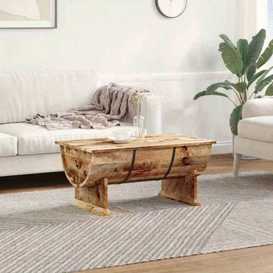 Salontafel – Houten Tafel – Koffietafel – Theetafel – Loungetafel – Massief Mangohout – 88x50x40 cm – Opbergruimte – Rustiek Design