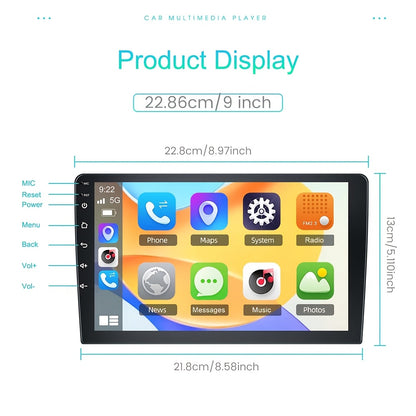 9-inch Android Autoradio – Multimedia Systeem – Navigatie Radio – Touchscreen Car Audio – Wifi Connectiviteit – Draadloze CarPlay – Offline GPS Navigatie