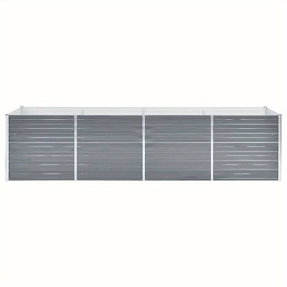 Garden Raised Bed Galvanised Steel 320x80x77 cm Grey Planter Box Outdoor, Standing Growing Bed Herb Raised Bed for Gardening, Vegetables, Flower, Backyard