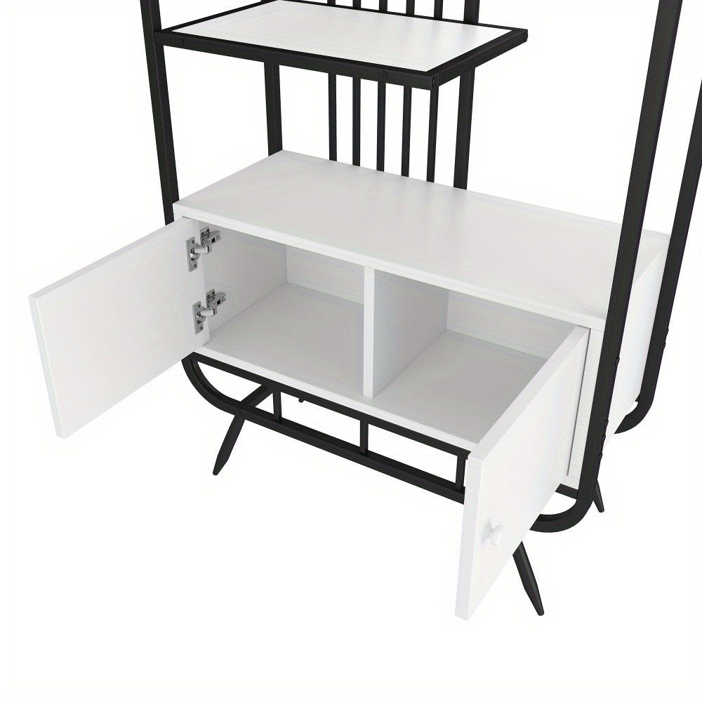 Metalen Kast – Opbergkast – Wandkast – Boekenkast – Archiefkast – Zwart-Wit – Stabiel Metalen Frame – 3 Verstelbare Planken
