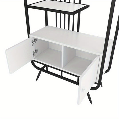 Metalen Kast – Opbergkast – Wandkast – Boekenkast – Archiefkast – Zwart-Wit – Stabiel Metalen Frame – 3 Verstelbare Planken
