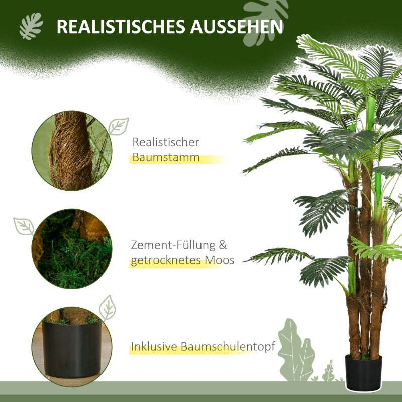 Kunstpalmboom Extra Groot – Nep Palmboom – Kunstplant Palm – Kunstboom – Kunstplant Palmboom – 160 cm Hoog – Stevige Metalen Pot