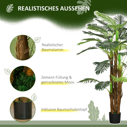 Kunstpalmboom Extra Groot – Nep Palmboom – Kunstplant Palm – Kunstboom – Kunstplant Palmboom – 160 cm Hoog – Stevige Metalen Pot