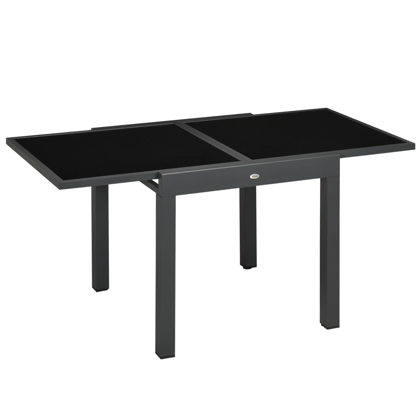 Uitschuifbare Tuintafel – Terrastafel – Verandatafel – Balkon Tafel – Buiten Eettafel – Aluminium Frame – Zwart Gehard Glas – 160x80x75 cm – Weerbestendig & Ruimtebesparend