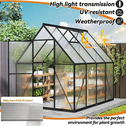 Kas – Tuinkas – Kweekkas – Broeikas – Groentekas – Aluminium Frame – 280x180x195 cm – 6 cm Fundering – 4 mm UV-bestendige Polycarbonaat Panelen – Weerbestendig & Duurzaam