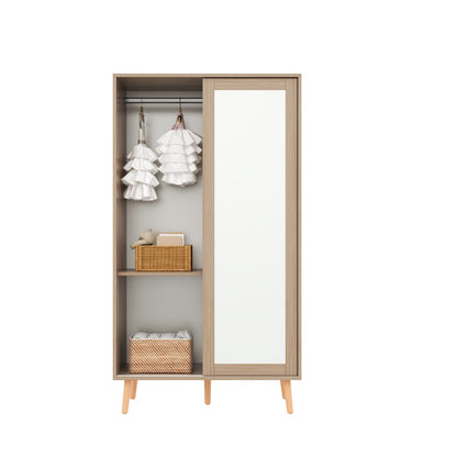 Kledingkast – Garderobekast – Opbergkast – Schuifdeurkast – Slaapkamerkast – Compact 80x46x141,5 cm – Met Schuifdeuren en Ophangstang