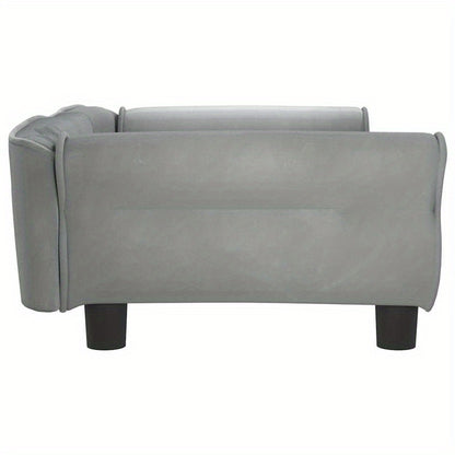 Hondenmand – Hondenbed – Hondenkussen – Hondensofa – Hondenbank – Lichtgrijs Velvet – Plush Vulling – 95x55x30 cm – Voor Kleine en Middelgrote Honden