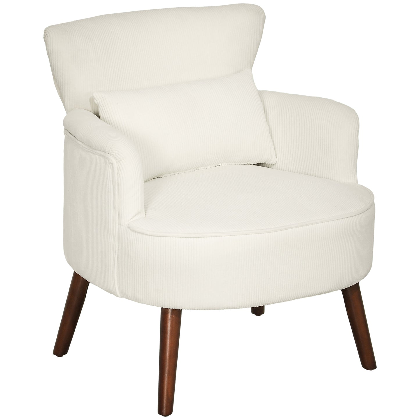 Fauteuil – Loungestoel – Relaxstoel – Zetel – Leunstoel – Crèmewit – Hoogwaardig Polyester – Houten Poten – Max. 120 kg