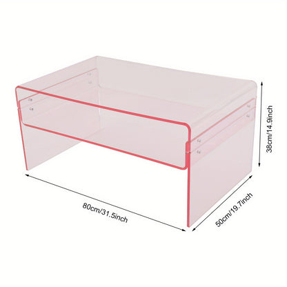 Salontafel – Bijzettafel – Koffietafel – Side Table – Woonkamertafel – Acryl – Dubbelbladig Ontwerp – 80x50x38 cm – Roze Modern Design