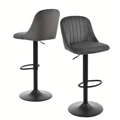 Goeurvant Modern 360° Swivel Bar Stool with Adjustable Height and Metal Base, Linen or Velvet Upholstery, Dining Counter Seat, Home Bar Furniture, Upholstered Swivel Stool, Modern Bar Chair, Minimalist Aesthetic, Rustic Styl